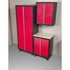 Coleman 3pc Garage Cabinet Set with 2-Door Base Unit, Red
