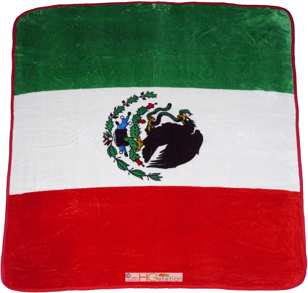 79x94 Proud Mexican Team Mexico Flag Soft Plush Faux Mink Throw Queen