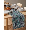 thumbnail image 6 of Ldtrchee Teal Ombre Abstract Table Runner 36 Inches, Ethnic Modern Geometric Aesthetics Bed Runner Dresser Scarves Tabletop for Indoor Outdoor Parties/Ceremony/Banquet, 13"x 36", 6 of 8
