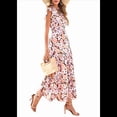 thumbnail image 1 of Vestido Midi Estampado con Escote en V, Mangas Plisadas y Volantes Imagen 4 XL, 1 of 8