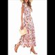 thumbnail image 1 of Vestido Midi Estampado con Escote en V, Mangas Plisadas y Volantes Imagen 4 XL, 1 of 8