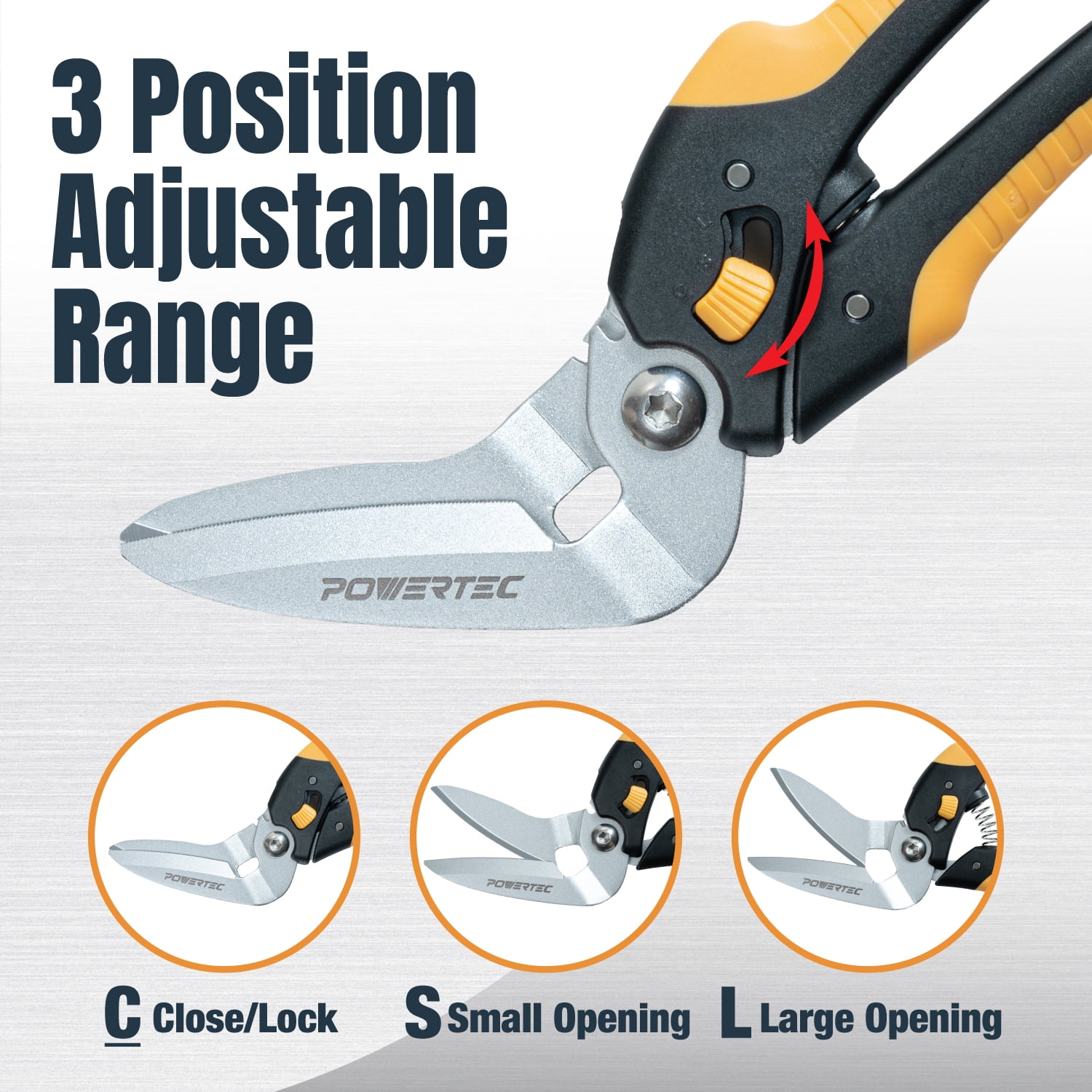 POWERTEC 8-1/2" Heavy Duty Scissors – Curved Serrated Blade Multipurpose Cutter with Wire Cutting Notch (1mm), Serrated Shear Blade for Carpet, Cardboard, Leather, Upholstery, Gardening & DIY (72395N