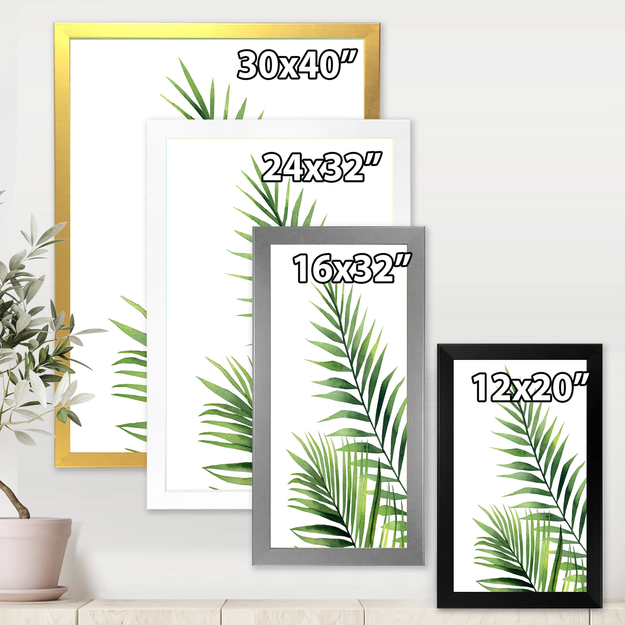 Designart 'Fern Plant Leaves Detail III' Farmhouse Framed Art Print