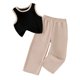 thumbnail image 2 of Conjuntos de camiseta sin mangas de cuello redondo para niños, chaleco sin mangas de color sólido de verano y pantalones largos, conjunto de dos piezas para niñas, top de poliéster, 2 of 5