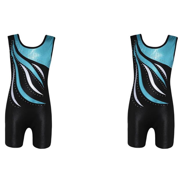 Qarigey Elegantes niñas Ballet danza gimnasia leotardos camiseta sin mangas con pantalones cortos de niño 5-6 años púrpura azul 7-8 años 2piezas