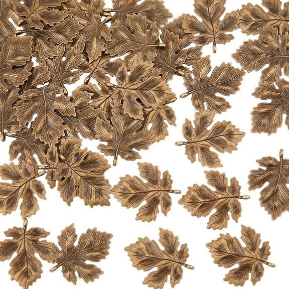 40PCS Maple Leaf Charms Alloy Maple Leaf Pendant Charms Large Antique Bronze Enamel Leaves Dangle Charms Fall Enamel Leaf Pendants Jewelry Making