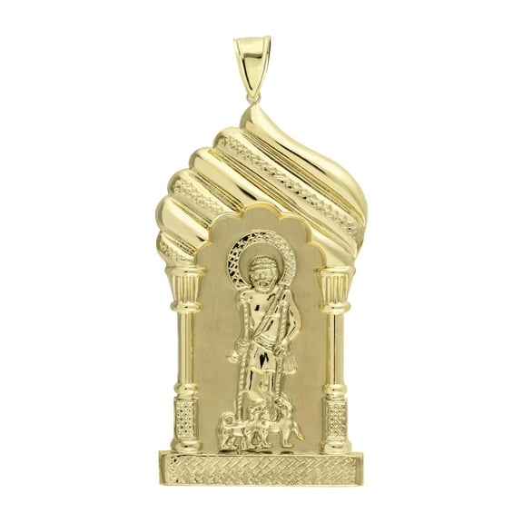 Diamond-Cut Saint Lazarus Unisex Adult Pendant 10K Yellow Gold, All Sizes - Goldum NYC
