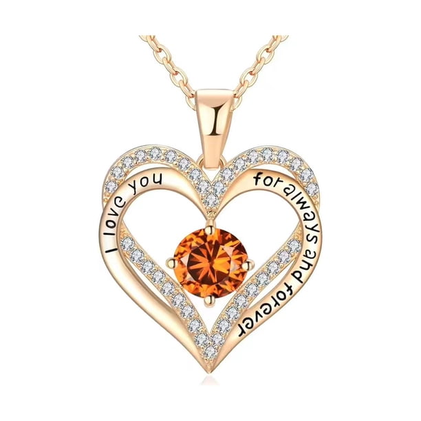 Piedra de Nacimiento de Enero, Collar de Oro Rosa de 18K, Regalo de Joyería de Cumpleaños para Mujer, Novia, Hija, Regalo de Cumpleaños para Esposa, Regalo Del Día de San Valentín
