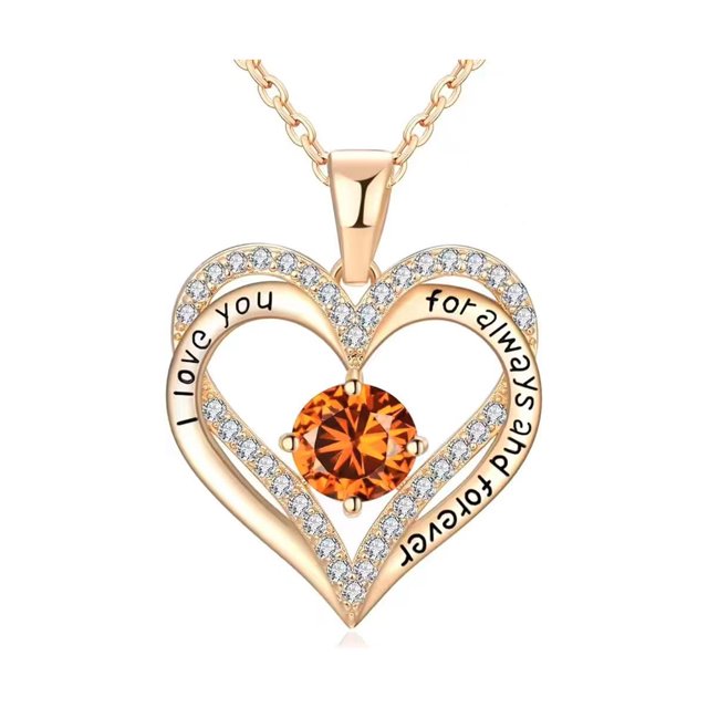 Piedra de Nacimiento de Enero, Collar de Oro Rosa de 18K, Regalo de Joyería de Cumpleaños para Mujer, Novia, Hija, Regalo de Cumpleaños para Esposa, Regalo Del Día de San Valentín