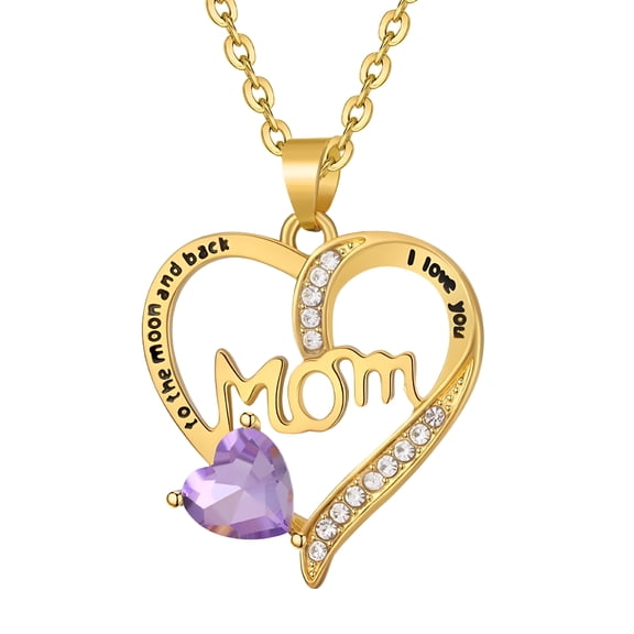DESIGNICE Mom Necklace I Love You Mom Gifts Mother'S Day Gifts 925 Sterling Silver Necklace Necklace for Mom Birthday Gifts for Mom Gifts From Daughters Son Gifts for Women (G-Purple)