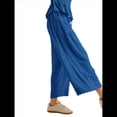 thumbnail image 4 of Conjunto de Dos Piezas para Mujer: Top Fruncido y Pantalón Conjunto Informal Bohemio de Cintura Alta con Bolsillos Azul XL, 4 of 6