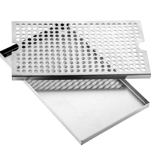 KFFKFF Stainless Steel Beer Drip Tray with Non-Slip Pads and Removable Cover, Durable Heat and Cold Resistant Drip Pan for Bars, Restaurants, Coffee Shops, and Home Use