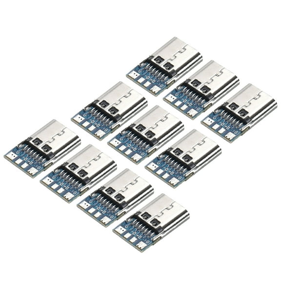 10 Pcs USB 3.1 Type C Connector 24 Pins Female  Plug Socket Connector with PCB Board for Charging,Data Transfer