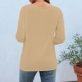 thumbnail image 6 of Feancey 3/4 Sleeve Pleated Tops for Women Elegant Work Blouse Dressy Casual Crew Neck Loose T-Shirts Summer Trendy Going Out Tees Khaki XL, 6 of 7