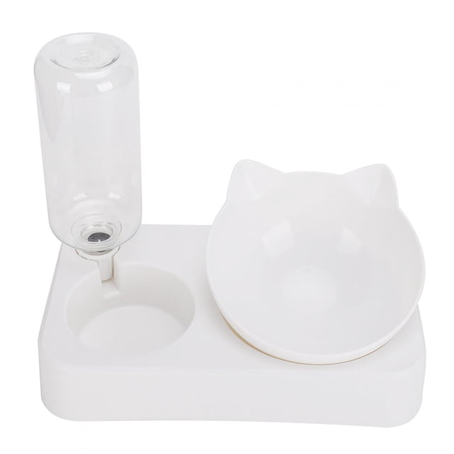 Comedero doble para mascotas, botella de agua ajustable a 15° con inclinación y protección para el cuello, cuenco para perros y gatos