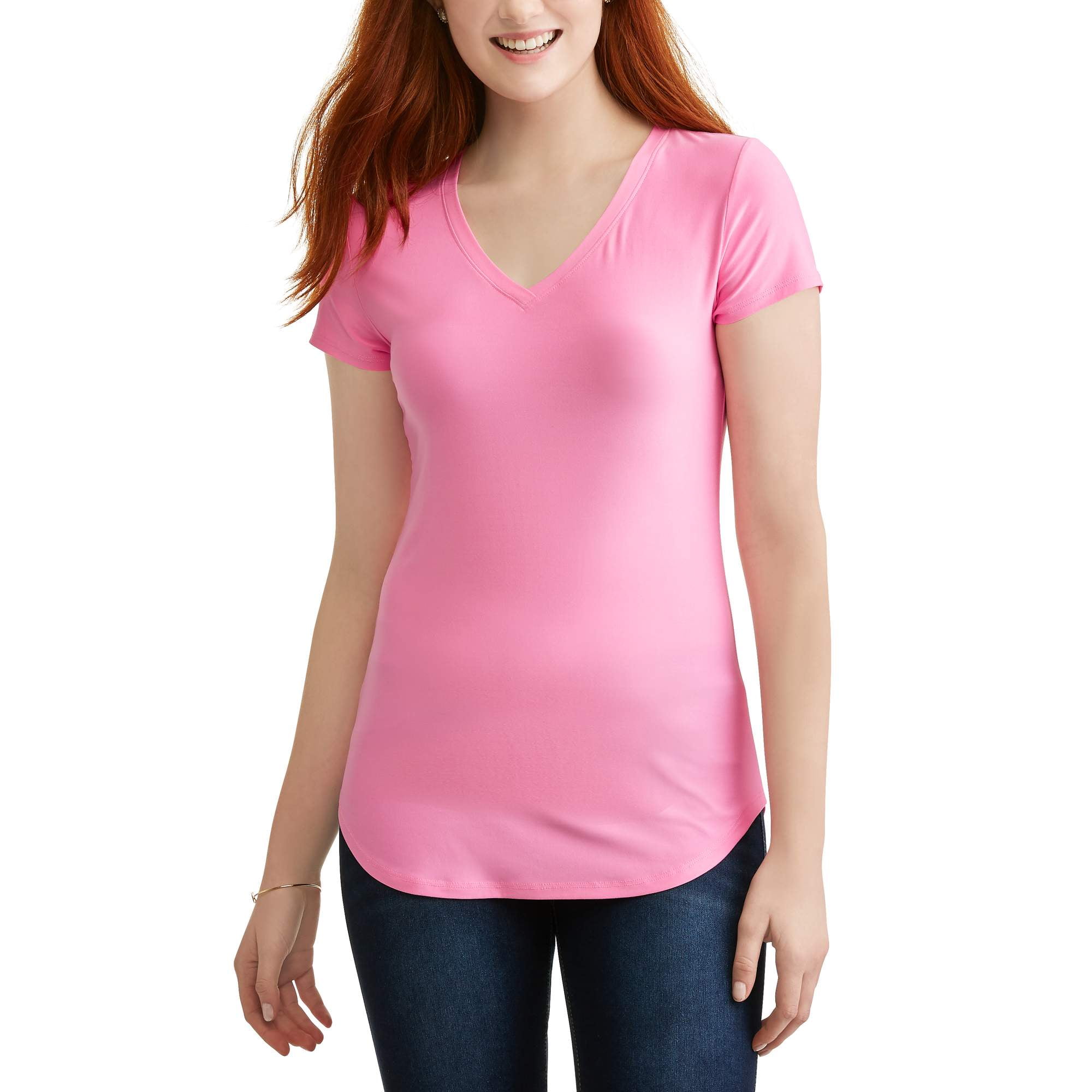 No Boundaries Juniors' Brushed Short Sleeve VNeck TShirt