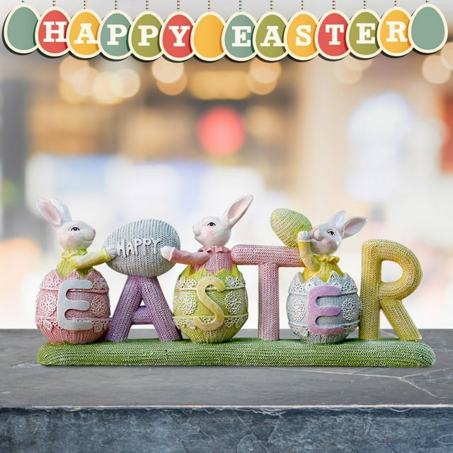 LSLJS Easter Eggs Bunny Gift Cute Rabbit Decoration Ornaments Children's Room Desktop, Easter Table Decorations
