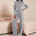 thumbnail image 2 of Wenini Women's 2 Piece Tracksuit Set Long Sleeve Zip up Short Top with Wide Leg Pants Color Blocking Sportswear Outfit, 2 of 7