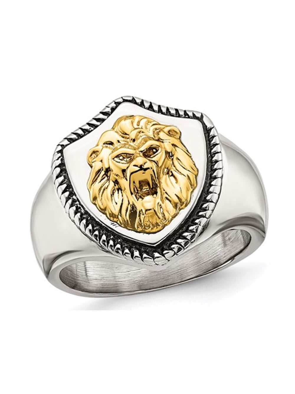 Affordable For Mens CZ Simulated Diamond Accent 14k Rose Gold Over Alloy Alloy Lions Head Ring
