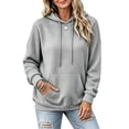 thumbnail image 2 of SYwaren Waffle Knit Hoodie for Women Long Sleeve Crewneck Sweatshirt Solid Color Tops, 2 of 7