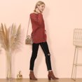 thumbnail image 3 of Crew Neck Mixed Knit Pattern Zipper Slit Long Sleeve Sweater, 3 of 3