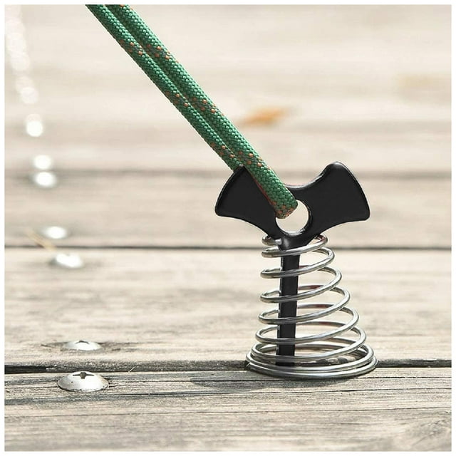 VONKY Deck Anchor Pegs with Spring Buckle Tent Stakes Portable Wind Rope Kit Camping Accessories Sporting Goods for Outdoor Hiking 10pcs