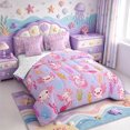 thumbnail image 2 of Manfei Amphibian Axolotl Print 7-Piece Twin Bedding,Cartoon Animal Bedding Comforter Set,Reversible, 2 of 7