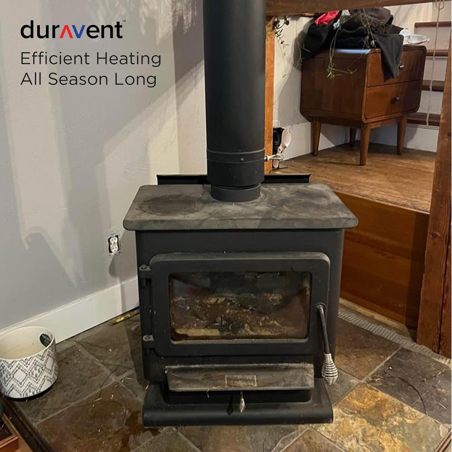 DuraVent DVL 6DVL-12 DVL Galvanized Steel/Stainless Steel Double Wall Wood Burning Stove Pipe Connector to Vent Smoke/Exhaust, 12" x 6" Diameter