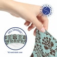 thumbnail image 5 of Floral Office Chair Slipcover, Flower Bands and Damask Inspired Oriental Details, Protective Stretch Decorative Fabric Cover, Standard Size, Dark Rosewood Pale Teal, by Ambesonne, 5 of 5