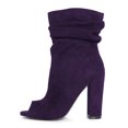 thumbnail image 2 of FSJ Women Fashion Slouch Peep Open Toe Ankle Boots Chunky High Heel Side Zipper Booties Stylish Parties Dressy Shoes Size 8 Purple, 2 of 4