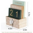 thumbnail image 2 of Fuliko Perpetual Desk Calendar, Wooden Calendar Office Supplies Block Office Aesthetic Boho Desk Cactus Decor, 2 of 5