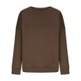 thumbnail image 7 of Womens Long Sleeve Tops Women's Solid Color Sweatshirt Women Long Sleeve Sweatshirt Casual Crewneck Loose Fit Pollover Hoodie Fall Tops, 7 of 7