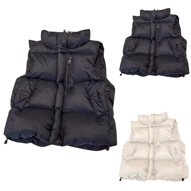 QIPOPIQ Toddler Girls Ruffle Puffer Vest Button Sleeveless Padded Gilet Winter Cute Jackets Outwear Clearance
