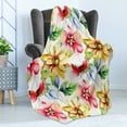 thumbnail image 4 of Watercolor Flower Soft Flannel Fleece Throw Blanket, Spring Flora Pattern Print Painting Effect Country Style Artwork, Cozy Plush for Indoor and Outdoor Use, 70" x 90", Multicolor, by Ambesonne, 4 of 5