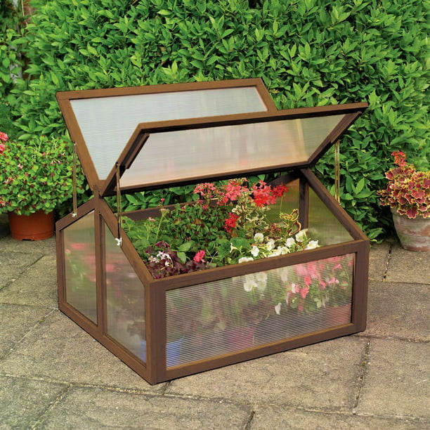 Costway Double Box Garden Wooden Green House Cold Frame Raised