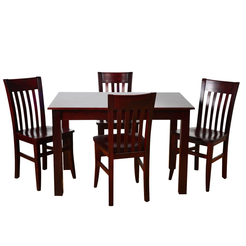Beechwood Mountain 5 Piece Solid Wood Jacob Dining Set In Dark Mahogany Walmart Com Walmart Com