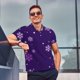 thumbnail image 4 of Balery Crystal Purple Snowflake Camisa Polo de Hombre con Estampado, de Manga Corta y Tejido Medio, Camisa Tipo Golf Polo-XX-Large, 4 of 6