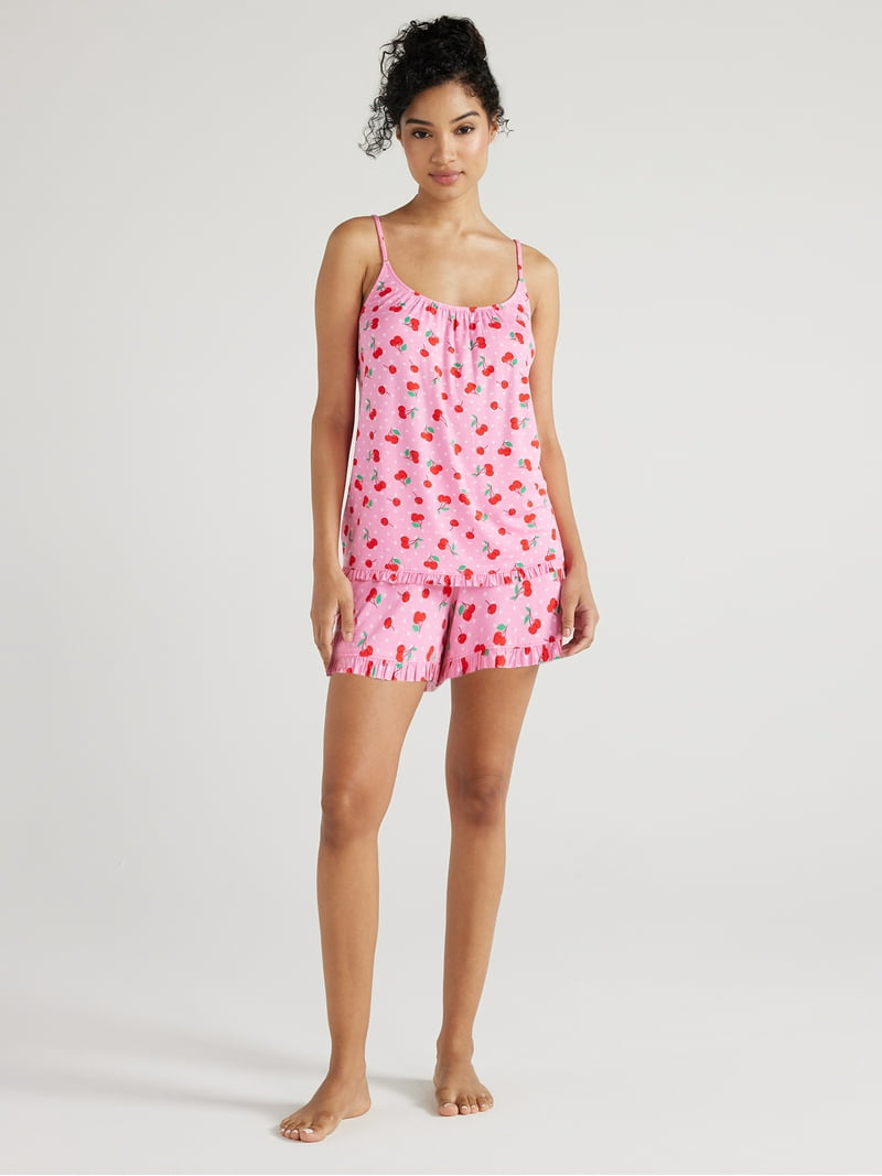 Joyspun Women's Knit Camisole and Shorts Pajama Set, 2-Piece