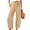 *Khaki, variant on ClodeEU Women's Elastic Waist Harem Capri Pants,Casual Loose Linen Baggy Cropped Trousers with Pockets Beige,Women's Plus L