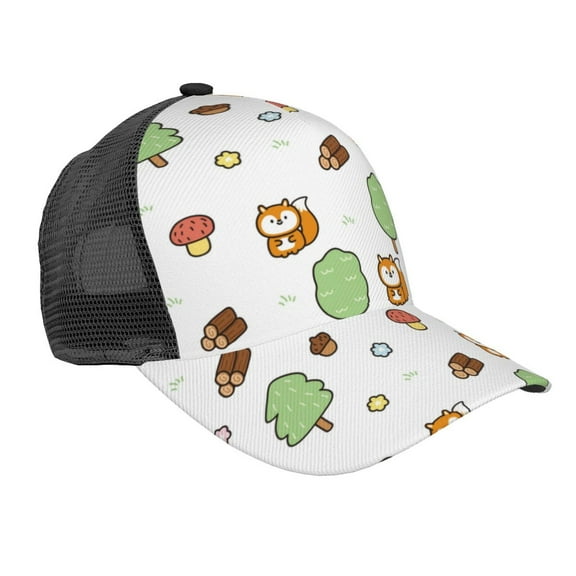Lsque Tree Squirrel Printed Trucker Hat - Baseball Cap for Men Women - Breathable Mesh Side, Adjustable Fit - for Casual Wear