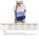 thumbnail image 3 of Top de verano para mujer, manga corta, cuello en V, botón frontal, bloque de color, dobladillo con volantes, Top para mujer azul L, 3 of 8