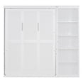thumbnail image 4 of Full Size Murphy Bed Wall Bed with  Side Cabinet Storage Shelves, Wood Foldable Platform Bed Vertical Wall for Bedroom Guest Room Home Office, White, 4 of 8
