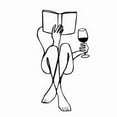 thumbnail image 2 of Silueta Femenina Moderna Arte Pared Mujer Leyendo Libro Bebiendo Vino, 2 of 9