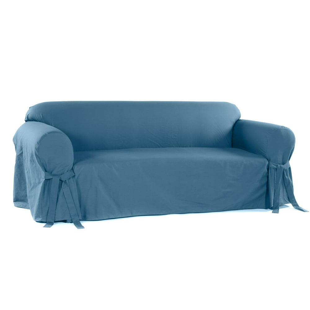 Classic Slip Covers 1Piece Cotton Loveseat Slipcover With Bowties