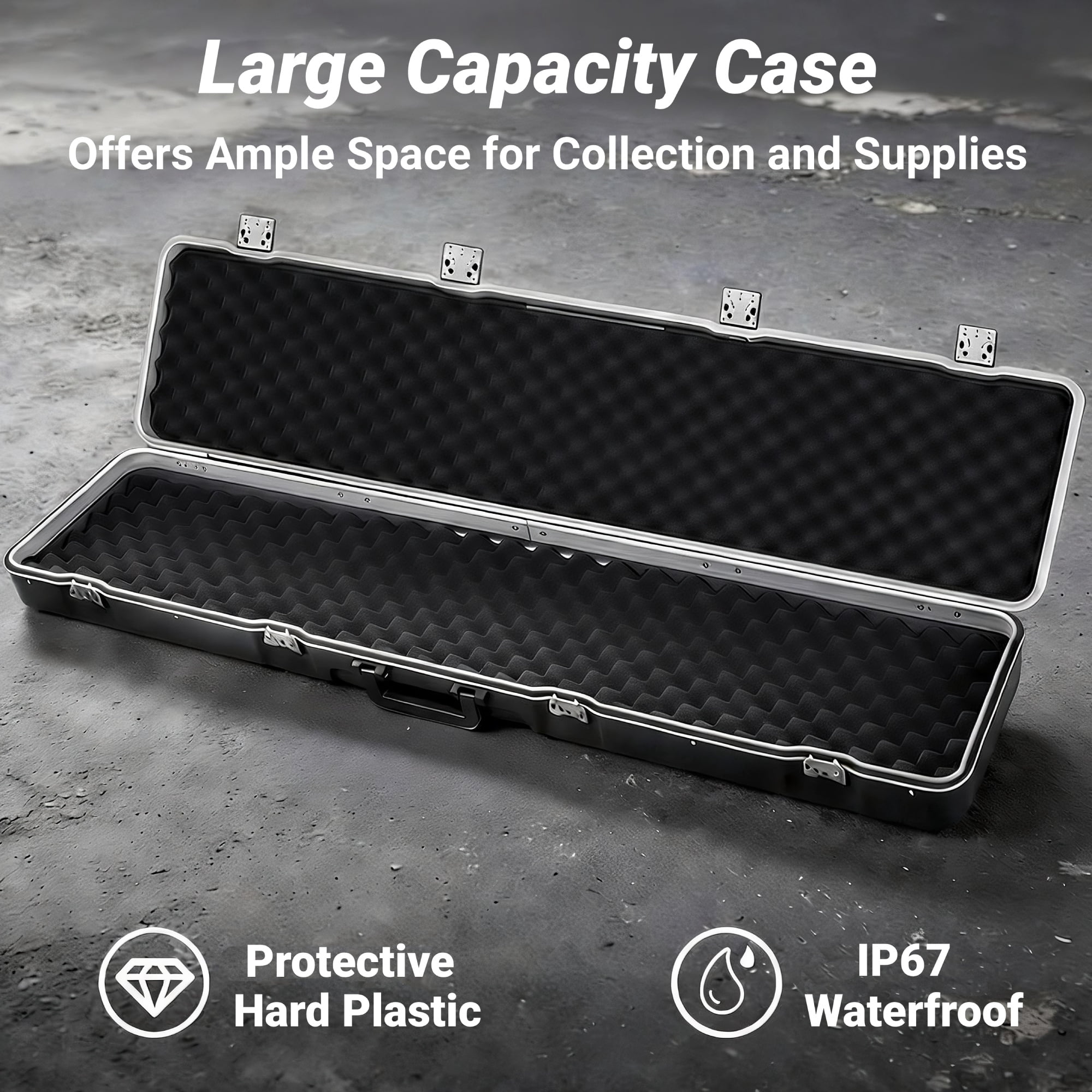 Gun Case,Blacksmith 49 inch Hardshell Travel Carrying Case for Gun With 4 Combination Lock,Black