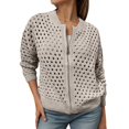 thumbnail image 1 of Veste Décontractée Grande Taille pour Femmes, Tricotée Ajourée avec Fermeture Éclair, Cardigan Ouvert à la Mode pour Automne Hiver, 1 of 5
