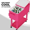 thumbnail image 5 of Ktaxon 80 Qt Rolling Ice Chest Cooler Cart Outdoor Trolley with Storage Shelf, Bottle Opener & Cap Collector for 48 Hour Cold Drinks,Bright Pink, 5 of 8