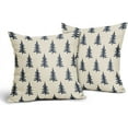 thumbnail image 2 of Christmas Tree Pillow Covers 18x18 Set of 2 Dark Blue Xmas Tree Rustic Style Winter Decorative Outdoor Pillowcases Farmhouse Vintage Holiday Decorations Throw Cushion Case Decor for Couch Sofa Bed, 2 of 6