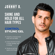 Johnny B Control Alcohol-Free Hair Styling Gel, Strong Hold, All Hair Types 3.3 oz.