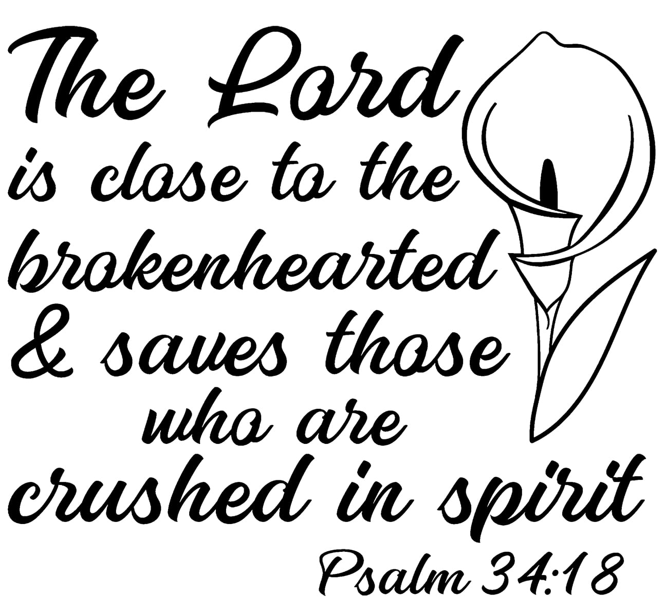 The Lord Is Close To The Brokenhearted Psalm Faith Wall Decals for Walls Peel and Stick wall art